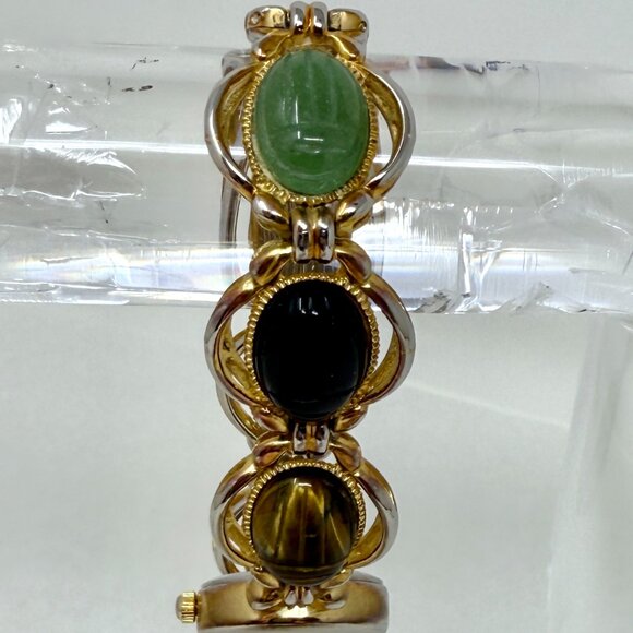 Lafayette Semi-Precious Gemstone Link Watch – Gold Tone & Silver Tone Bracelet - Picture 10 of 12